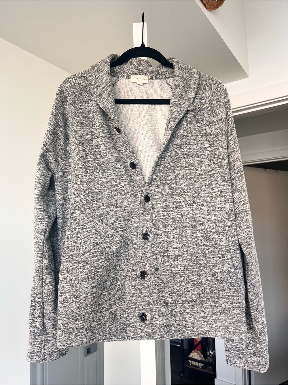 Club Monaco Men's Sweatshirt Button Down Collared Cardigan Grey Size M
